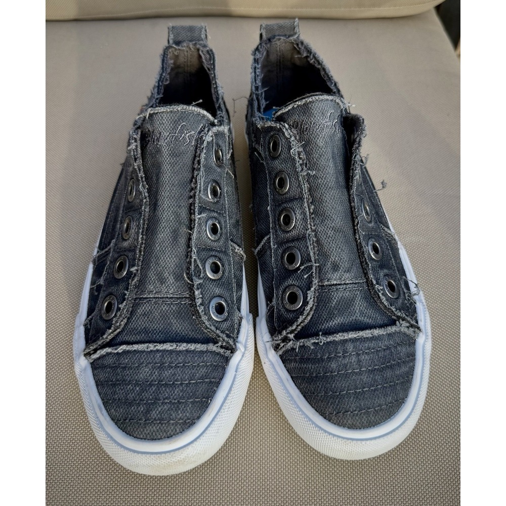 Blowfish Malibu Gray Canvas W7 Slip-On Low Top Sneakers Rubber Outsole - Picture 5 of 7